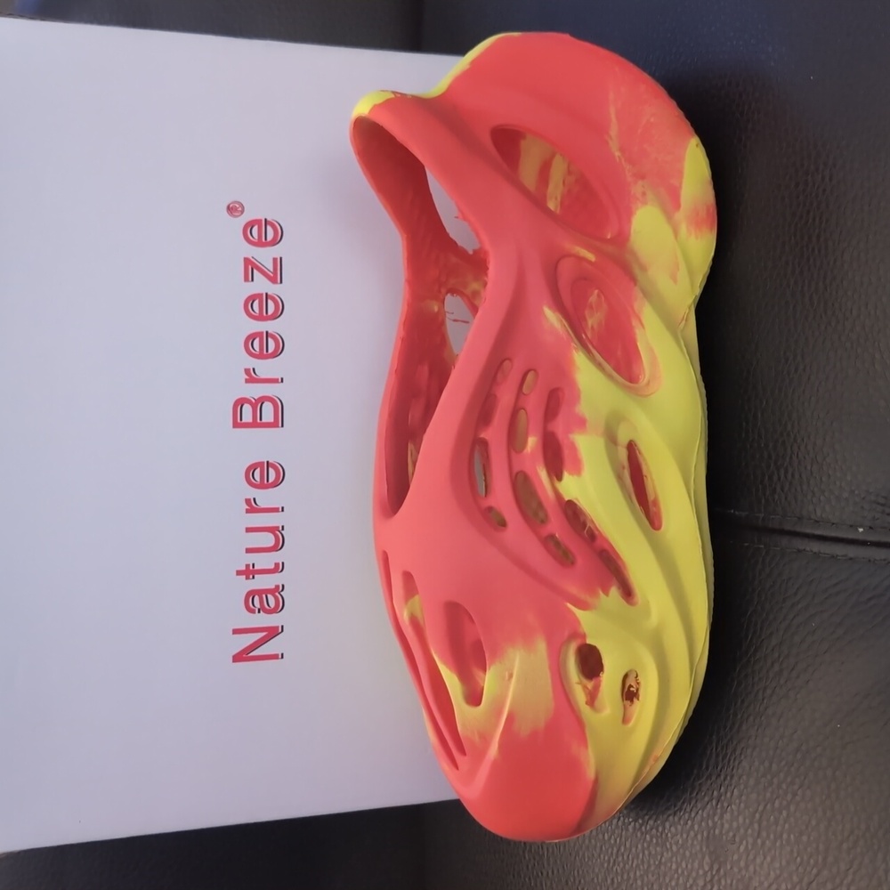 Nature Breeze Vibrant Coral and Yellow Slip-Ons